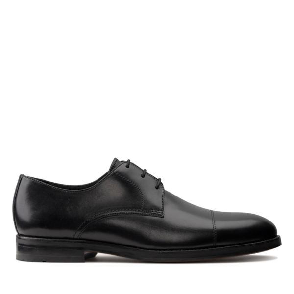 Clarks Mens Oliver Cap Wide Fit Shoes Black | CA-6093874